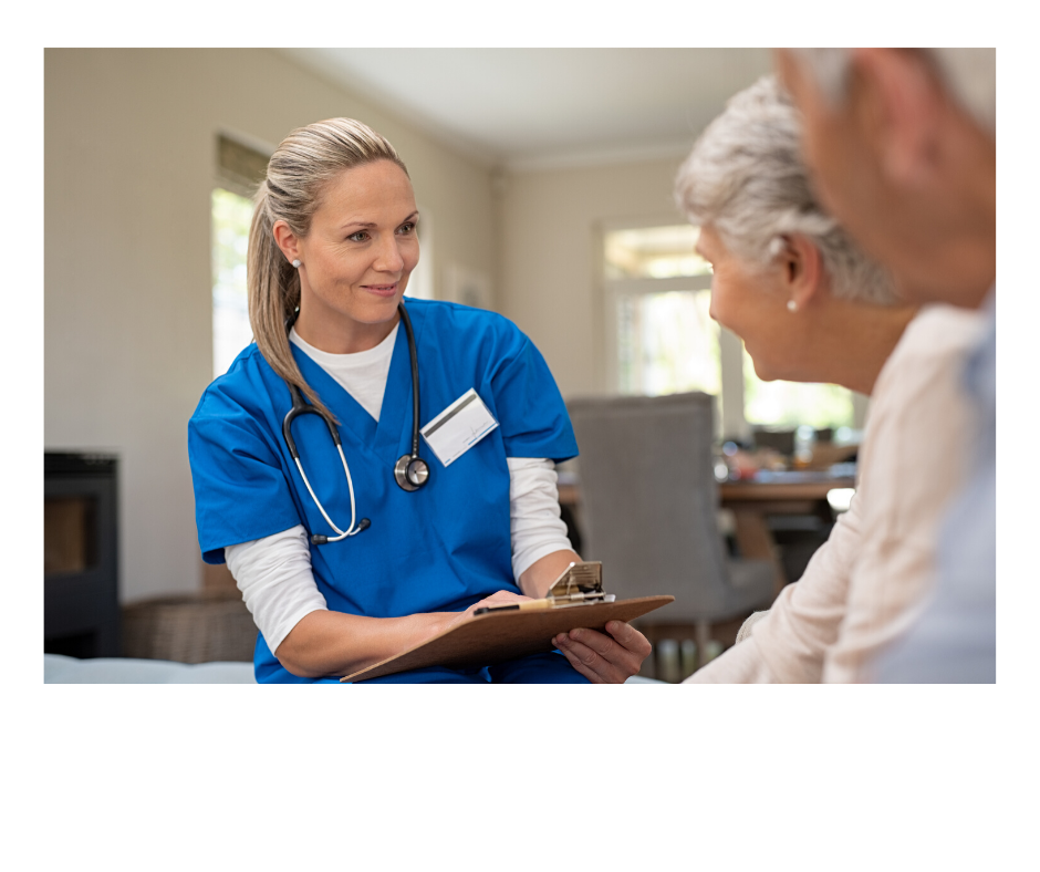 Image of nurse consulting with older male and female patients.
